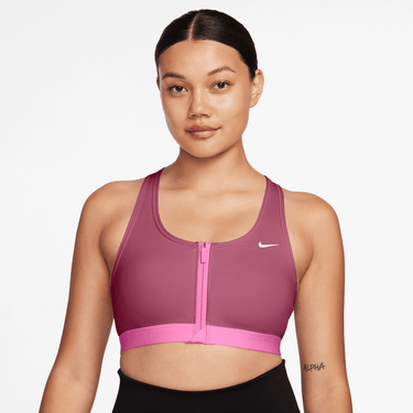 NIKE SWOOSH FRONT ZIP WOMEN'S MEDIUM-SUPPORT PADDED SPORTS BRA