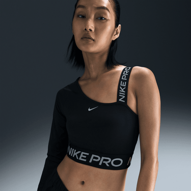 NIKE PRO SHINE WOMEN'S DRI-FIT ASYMMETRICAL CROPPED TOP