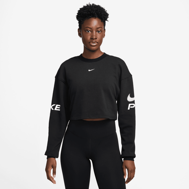 NIKE PRO WOMEN'S DRI-FIT LOOSE CREW-NECK FRENCH TERRY SWEATSHIRT