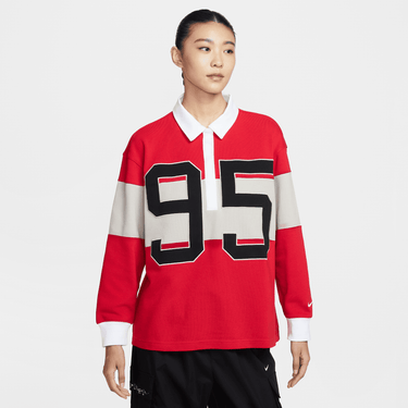 NIKE SPORTSWEAR WOMEN'S LONG-SLEEVE GRAPHIC POLO TOP