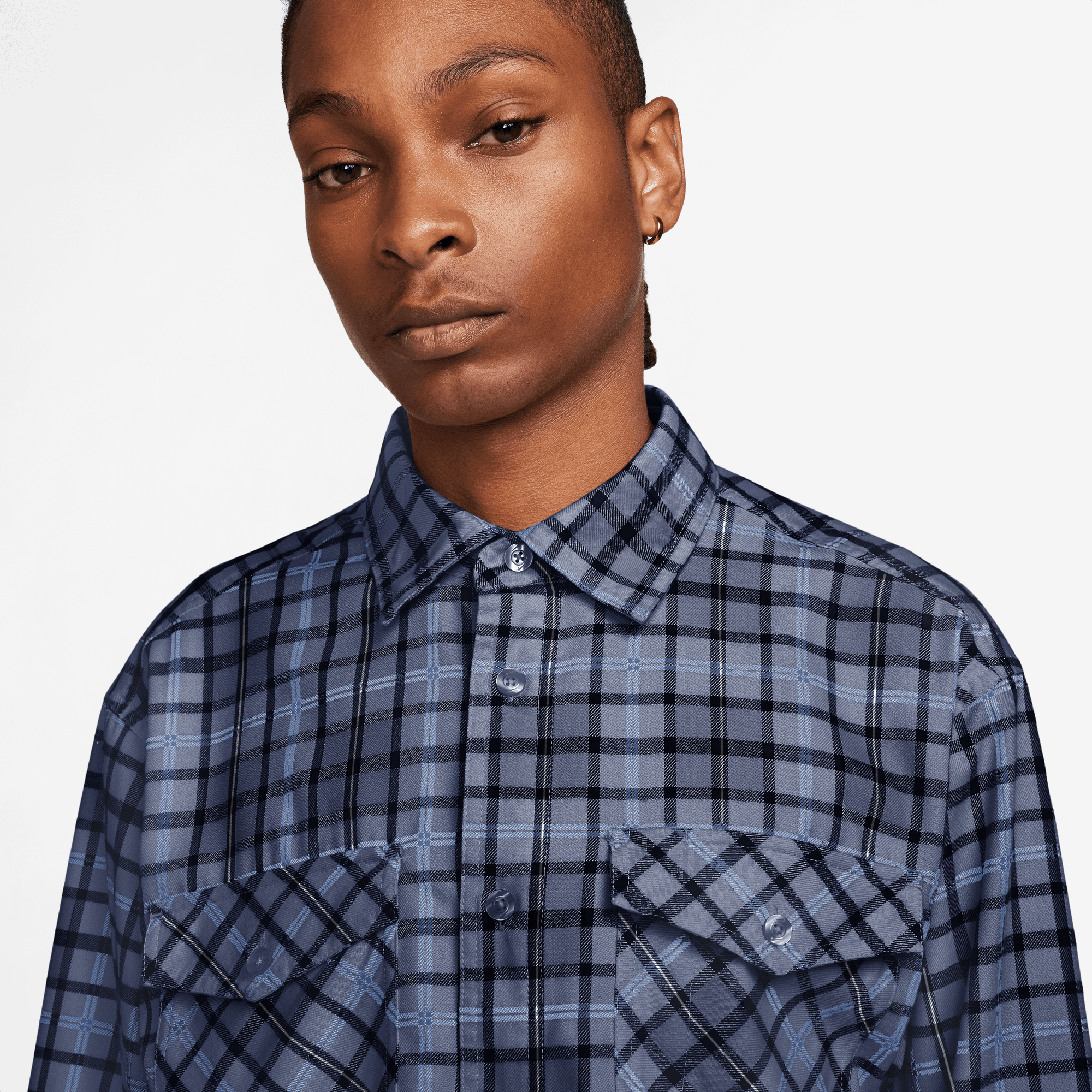 NIKE SB LONG-SLEEVE FLANNEL SKATE BUTTON-UP SHIRT