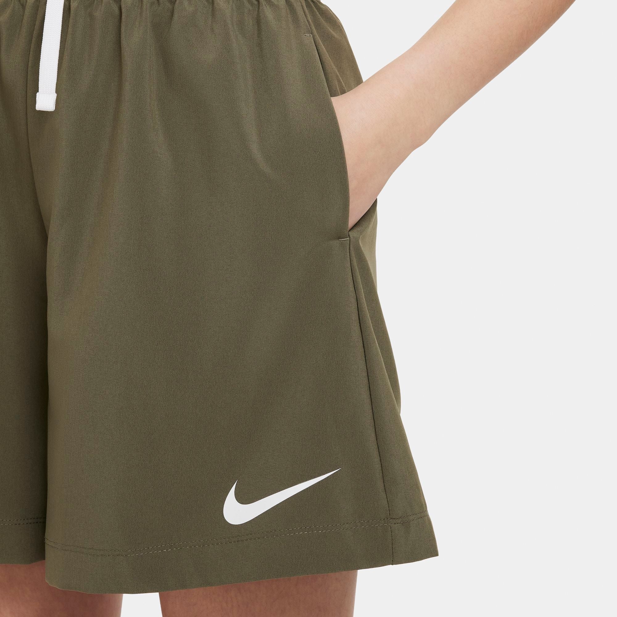 NIKE SPORTSWEAR TREND BIG KIDS (GIRLS) HIGH-WAISTED WOVEN SHORTS MEDIUM ...